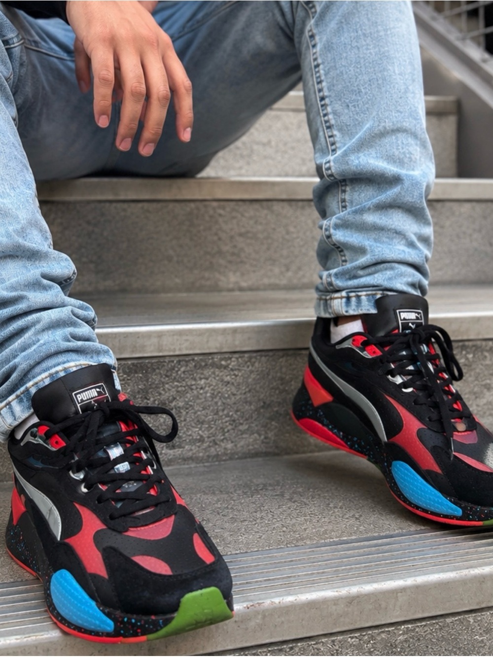 Puma Men's Multi-Color Athletic Sneakers - Black, Red, Blue, Green